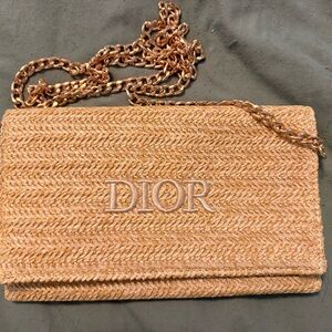 Dior GWP Beige Woven Bag with Chain